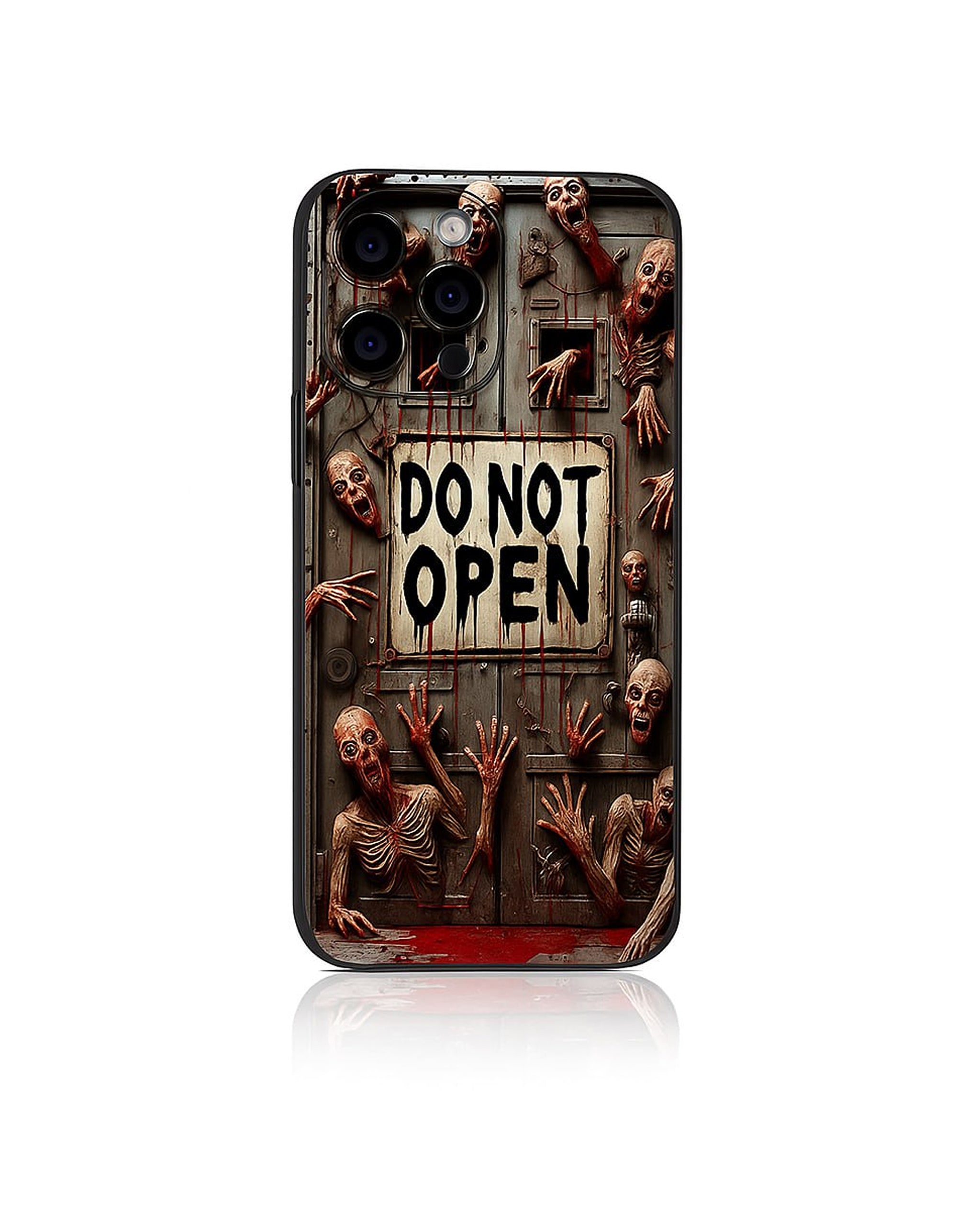 Horror movie inspired phone case with DO NOT OPEN design by Zerone