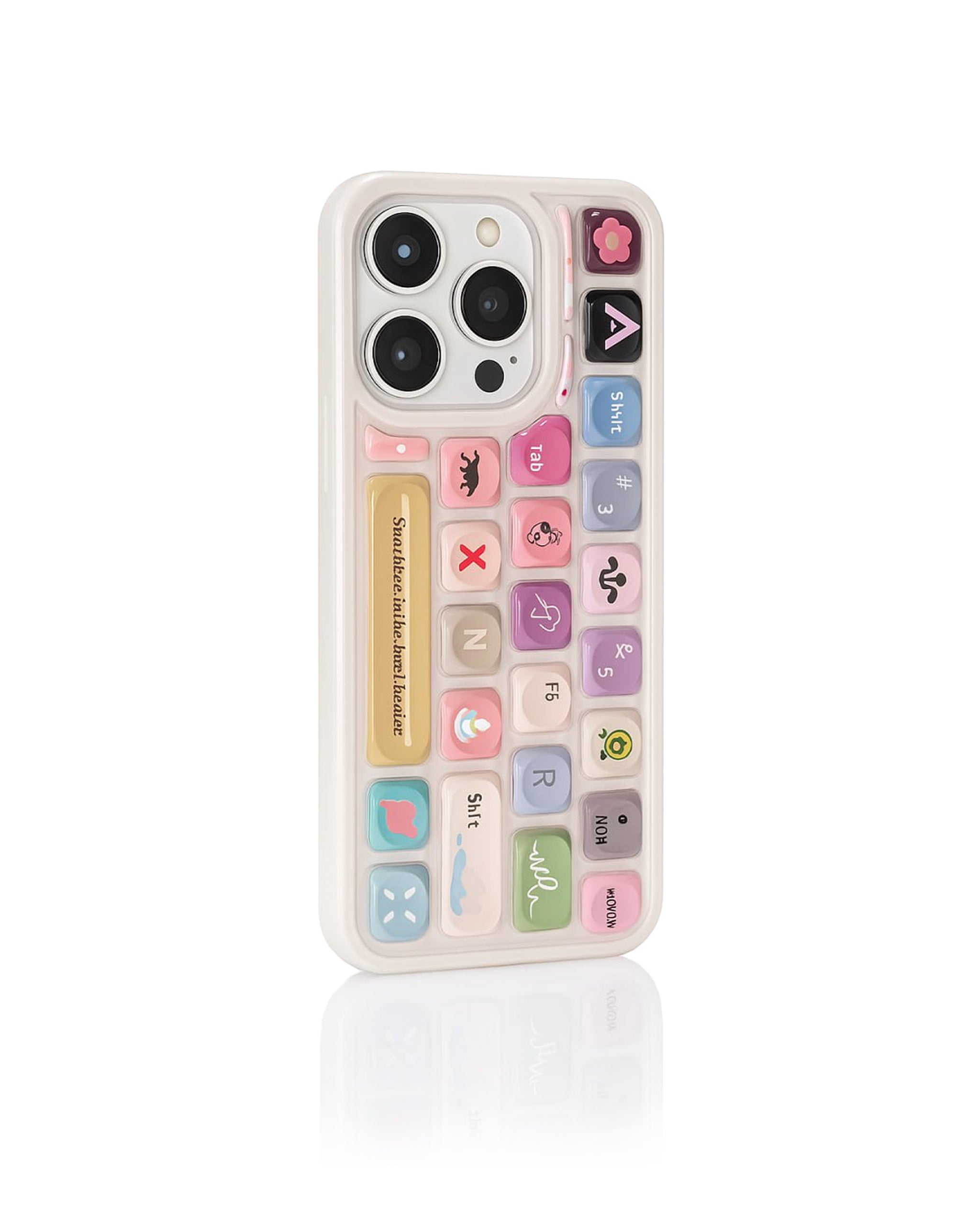 3D pink keyboard phone case with kawaii design by Zerone