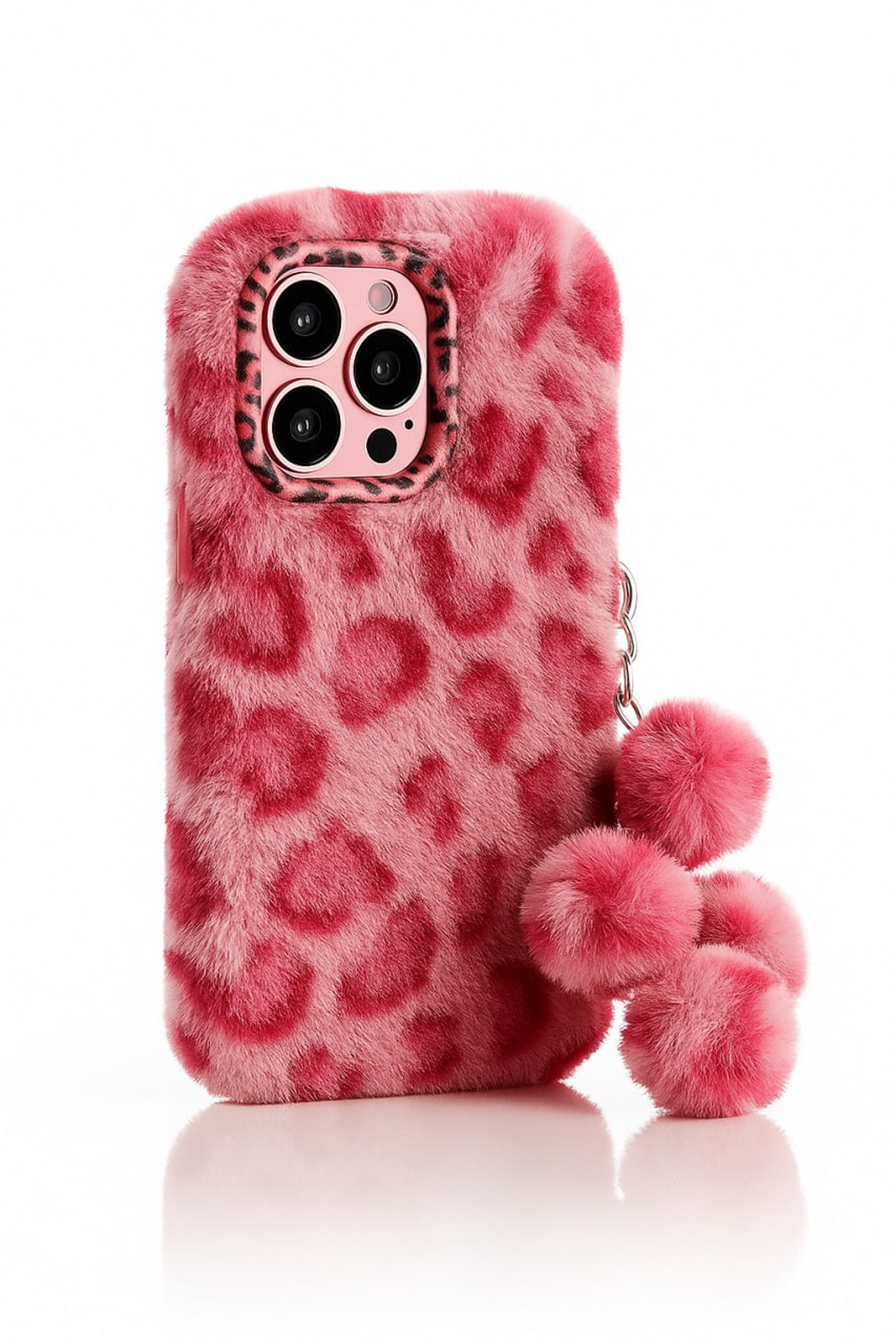 Bok etui Puszysty Różowy Glam z różowym panterkowym wzorem